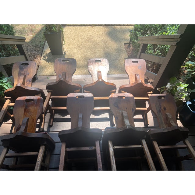 Set of Eight possibly (Pennsylvania )Institutional Dining Chairs with Branded Keystone “P”, c. 1940, Berks County...