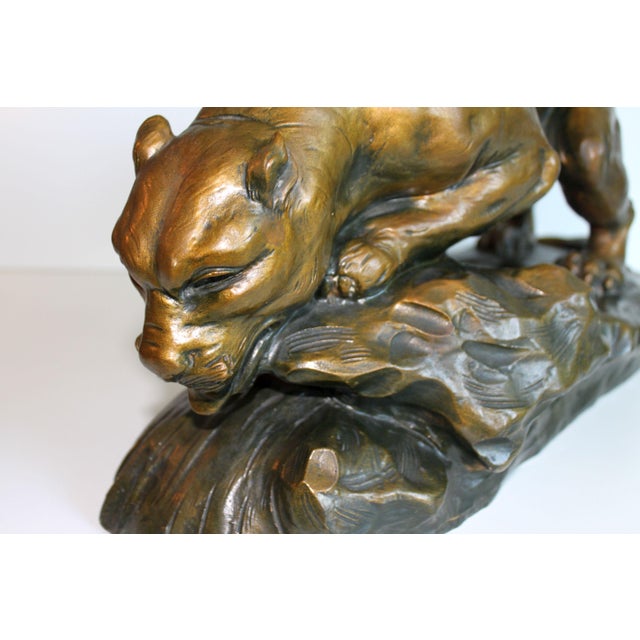 Sculpture of a Terracotta Lioness by Armand Fagotto, 20th Century For Sale - Image 3 of 14