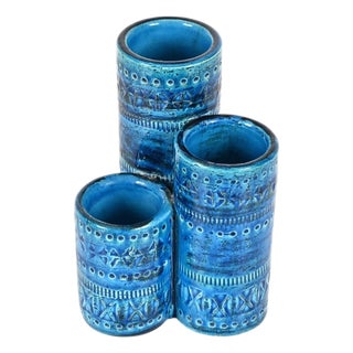 Bitossi Rimini Blu Ceramic Decorative Desk Organizer attributed to Aldo Londi, Italy 1960s For Sale