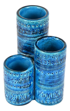 Bitossi Rimini Blu Ceramic Decorative Desk Organizer attributed to Aldo Londi, Italy 1960s