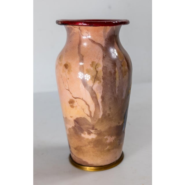 French 19th Century French Limoges Enamel Belle Epoque Vase With Figure For Sale - Image 3 of 9