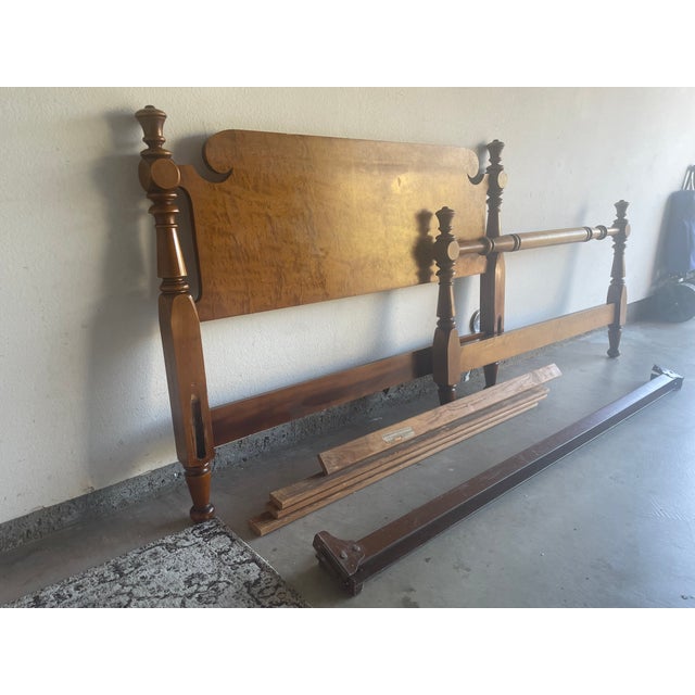 American 1920s/30s Full Size Curly Maple Headboard and Footboard For Sale - Image 3 of 5