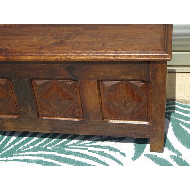 Antique Louis XIII Style Oak Storage Bench For Sale - Image 5 of 18