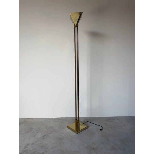 1980s Postmodern George Kovacs Brass & Glass Geometric Floor Lamp For Sale - Image 4 of 14