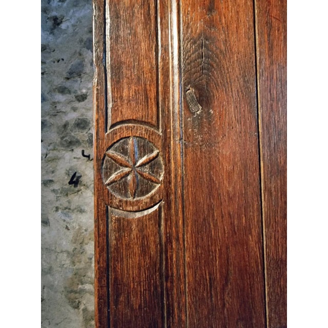 Rustic French Wardrobe in Oak with Hand-Carved Rosettes For Sale - Image 3 of 18