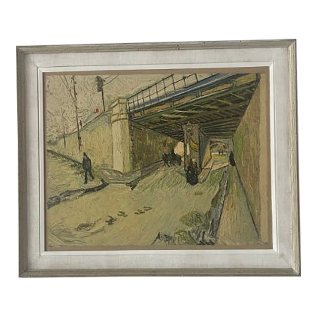 Late 20th Century Framed Van Gogh Reproduction "Railway Bridge Over Avenue Montmajour, Arles" For Sale