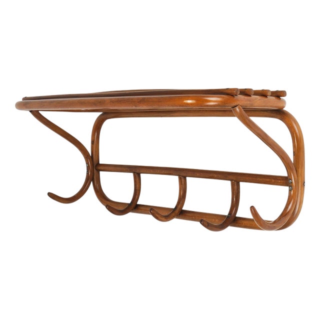 Art Nouveau Secessionist Bentwood Wall Coat Rack from Thonet, Austria, 1900s For Sale