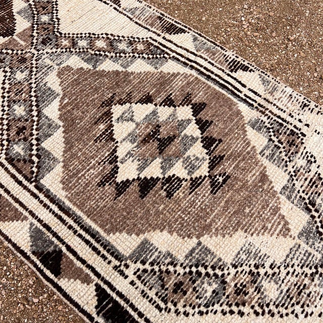 Tribal 1940s Vintage Kurdish Wool Organic Wool Tribal Herki Runner For Sale - Image 3 of 4