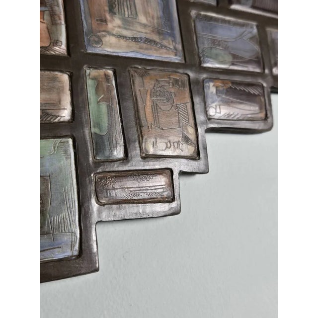 Abstract Vintage MCM Philippe Jacques French Ceramic Abstract Wall Plaque Sculpture For Sale - Image 3 of 14