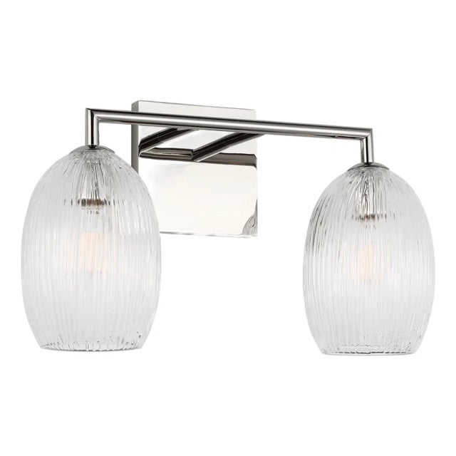 Hable by Visual Comfort Studio Serafina 2-Light Vanity Sconce in Polished Nickel Silver Finish For Sale