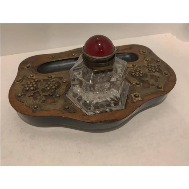 Brown Antique English Victorian Inkstand, Circa 1910 For Sale - Image 8 of 13