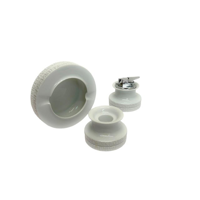 1960s Porcelain Arcta Ashtray Smoking Set with Ronson Lighter from Thomas, Germany, 1960s, Set of 3 For Sale - Image 5 of 11