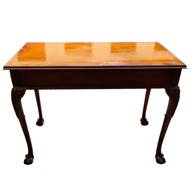 Elegant Chippendale Style Mahogany Writing & Console Table 1920 For Sale - Image 4 of 12