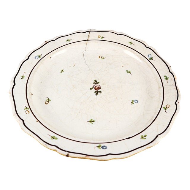 Hand-Painted Glazed Terracotta Plate, Italy For Sale