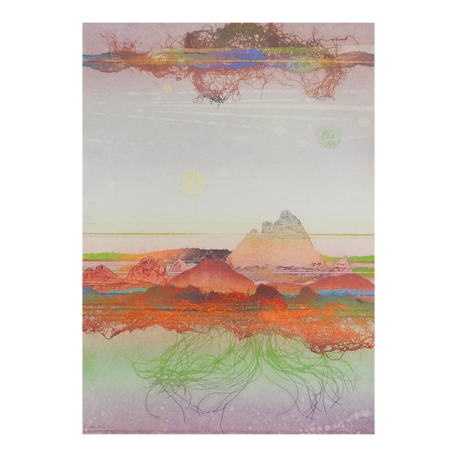 1982 Walter Crump Abstract Landscape Collograph Landscape Print For Sale