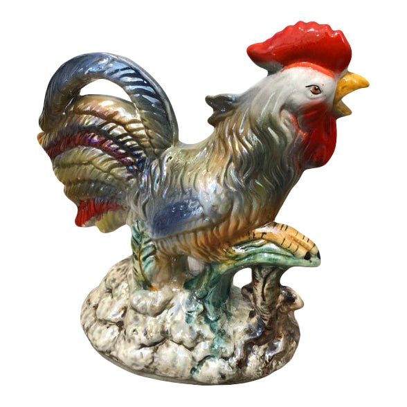 Vintage Mid 20th Century Hand-Painted Ceramic Rooster Made in Italy