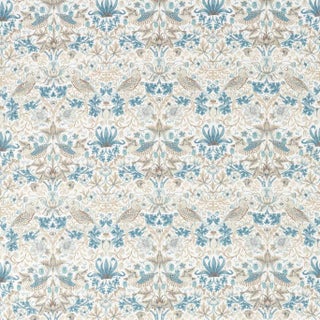 Morris & Co Strawberry Thief Fabric in Slate/Vellum For Sale