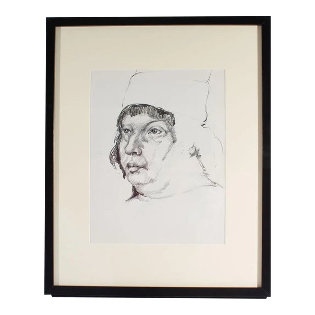 Charcoal Portrait Drawing by James L. Bruch For Sale