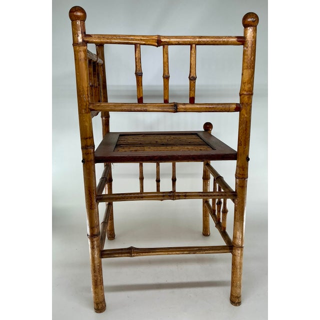 Antique English Burnt Bamboo Corner Chair or Shelf. For Sale - Image 4 of 10