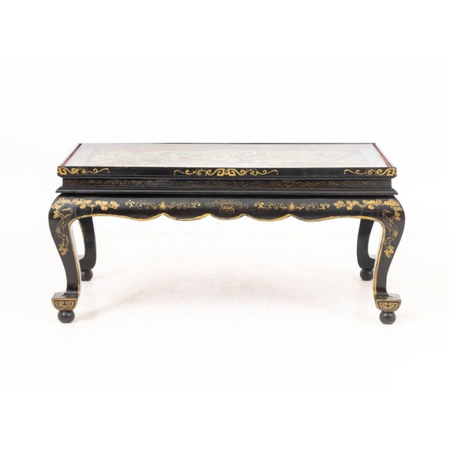 Chinoiserie Gilt and Black Lacquered Low Table For Sale - Image 9 of 9