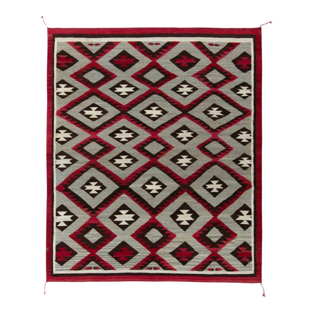 Navajo Kilim Style Rug in Gray, Red and Brown Geometric Pattern by Rug & Kilim For Sale