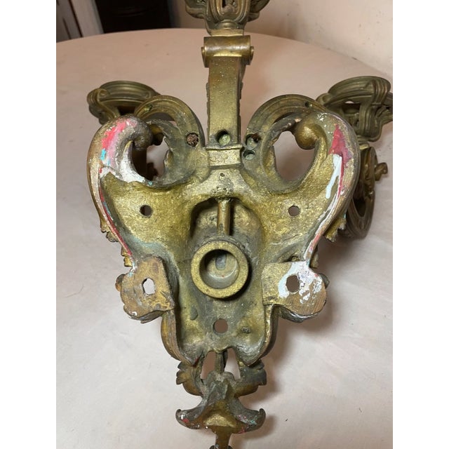 Large Antique 1800's Ornate Victorian Bronze Wall Sconce Fixture Candle Holder For Sale - Image 12 of 16