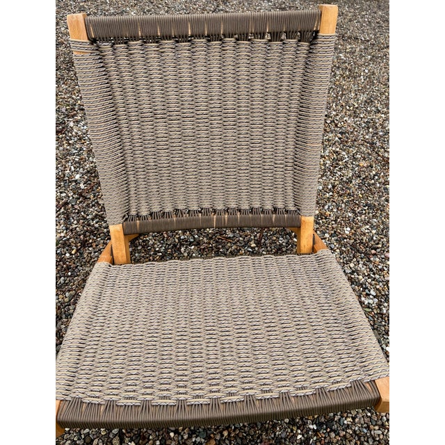 Hans Wegner Style Chair Woven Rope Beechwood Frame Folds Flat 1960s Restored For Sale In Providence - Image 6 of 10