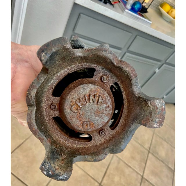 Pair Antique Chinese Iron Pagoda Garden Candle Lanterns For Sale - Image 11 of 13