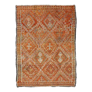 Antique Moroccan Rug With Diamond & Geometric Design in Brown 5'7"x8'4"