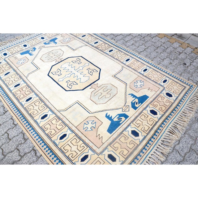 Tan Oversize Handmade Oushak Handknotted Rug For Sale - Image 8 of 11