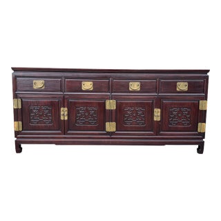 Mid 20th Century Vintage Chinese Carved Rosewood Credenza For Sale