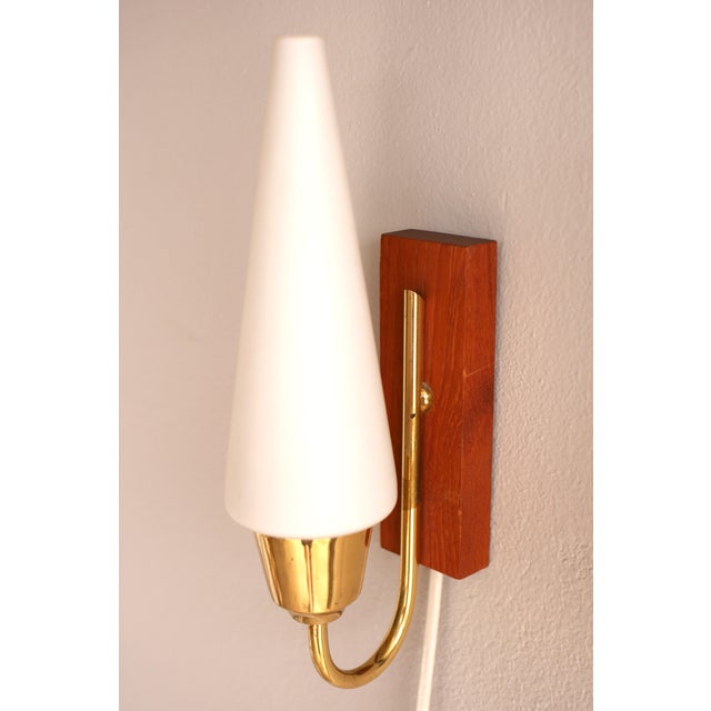 Mid-Century Scandinavian Modern Wall Lamps with Teak Panels attributed to Örsjö, Set of 2 For Sale - Image 5 of 13