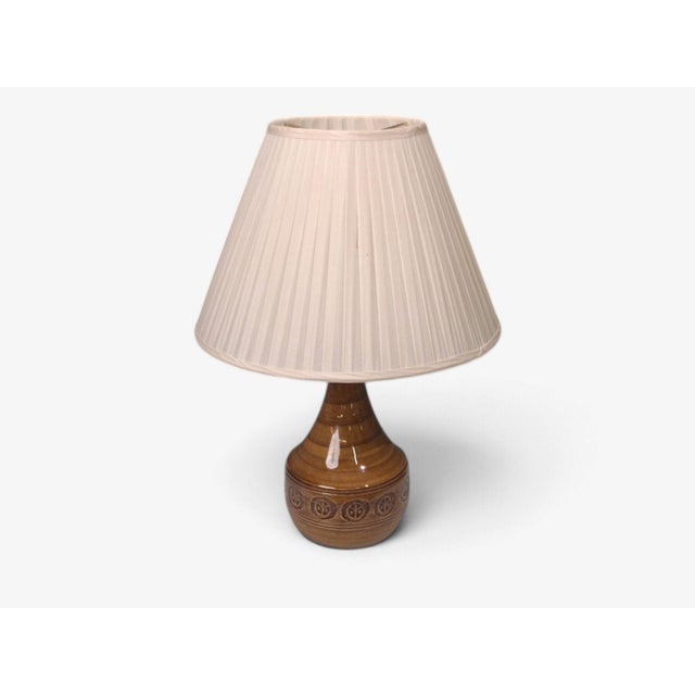 Holbæk Keramik, Table Lamp, Orange Glazed Stoneware, Denmark, 1970s For Sale - Image 4 of 11
