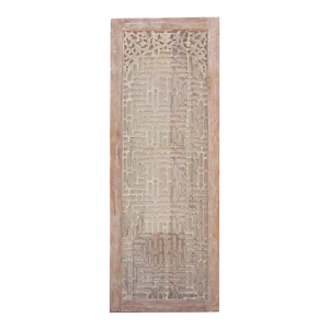 Large Whitewash Indian Gujarat Carved Door