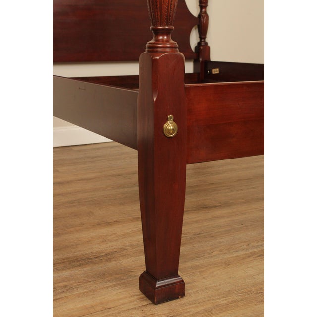 Brown Link Taylor Solid Mahogany Queen Size Rice Carved Poster Bed For Sale - Image 8 of 13