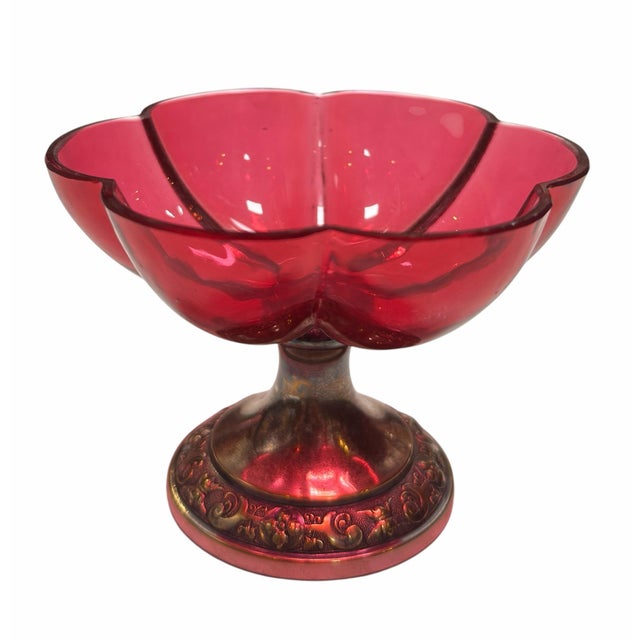 1900 - 1909 Antique WMF Silver on Bronze Centerpiece With Lobmeyr Quadrafoil Footed Bowls For Sale - Image 5 of 8