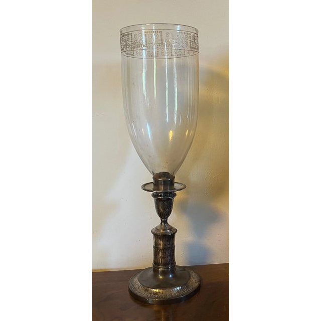 Metal Antique Early 19th Century English George III Old Sheffield Plate Silver on Copper Photophore or Candlestick Lamp For Sale - Image 7 of 13