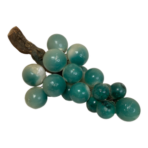 Vintage Italian Alabaster Grapes With Natural Wood Stem – Aqua Green Cluster