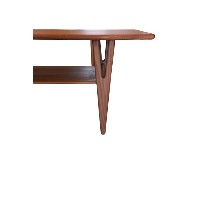1970s Danish Teak Coffee Table with Y-Shaped Legs and Magazine Shelf, 1960s For Sale - Image 5 of 13