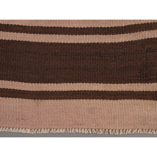 1970s Vintage Handmade Wool Cotton Brown Runner Rug For Sale In San Francisco - Image 6 of 11