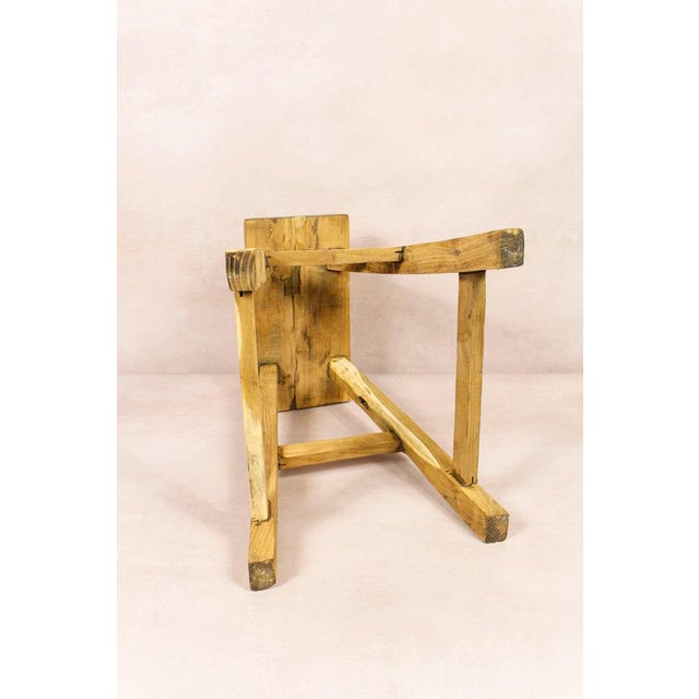 Vintage Rustic Stool in Elm For Sale - Image 4 of 5