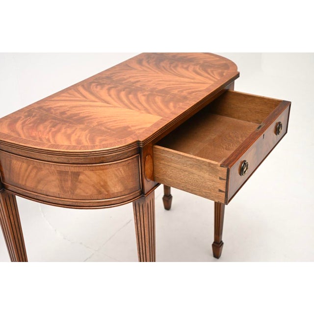 Brown Antique Georgian Inlaid Console Table, 1930 For Sale - Image 8 of 11