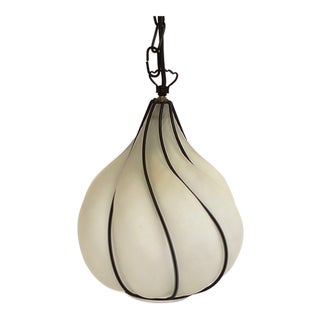 Blown Glass "Onion" Cage Pendant For Sale