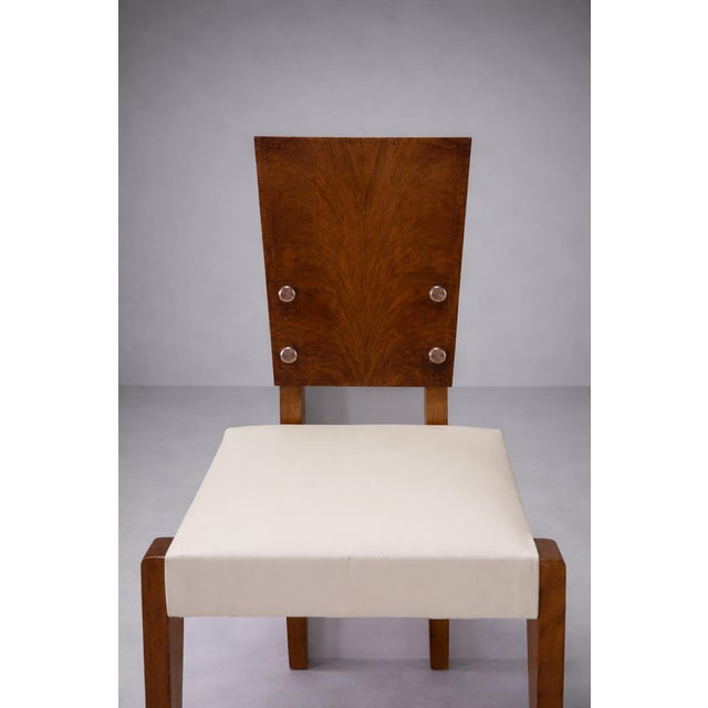 French Chairs with White Leather Seats from Andre Sornay, 1940s, Set of 6 For Sale - Image 9 of 14