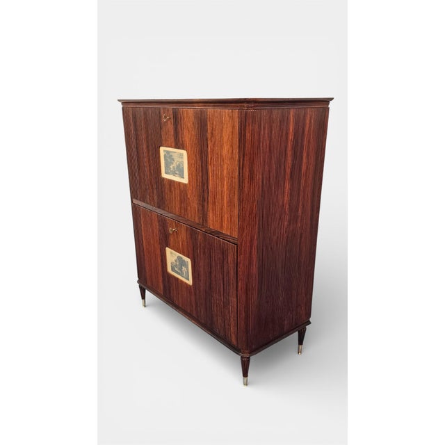 Brown Mid-Century Modern Italian Grissinato Cabinet Bar, 1956 For Sale - Image 8 of 18