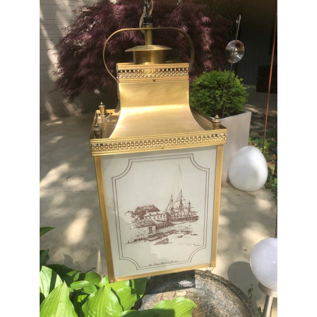 Brass & Glass Nautical Swag/Pendant Light For Sale - Image 11 of 13