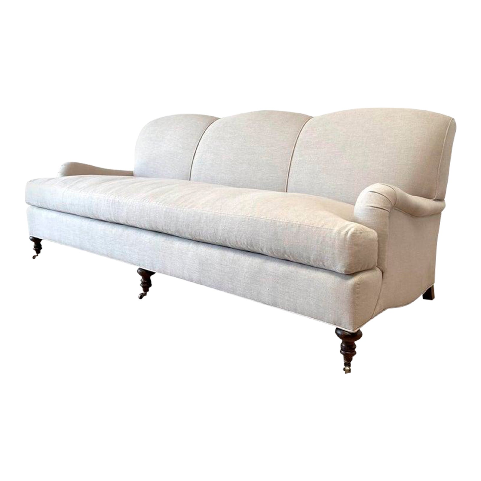 Belgian Linen English Arm Sofa With Down Cushions Chairish
