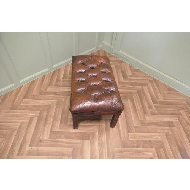 Buttoned Leather Chesterfield Library Stool, 1950s For Sale - Image 4 of 7