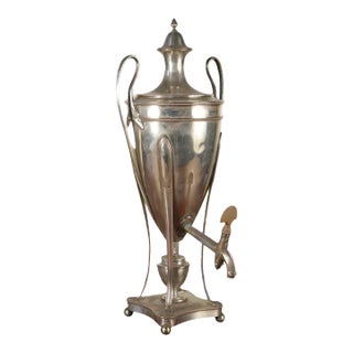 Late 19th Century Silver Plate Over Copper Tea Urn For Sale