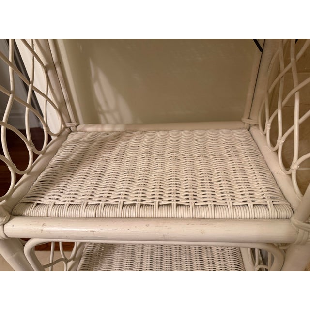 Mid Century Ficks Style Reed Coastal Wicker Rattan Shelving Unit, Attributed For Sale In Chicago - Image 6 of 6